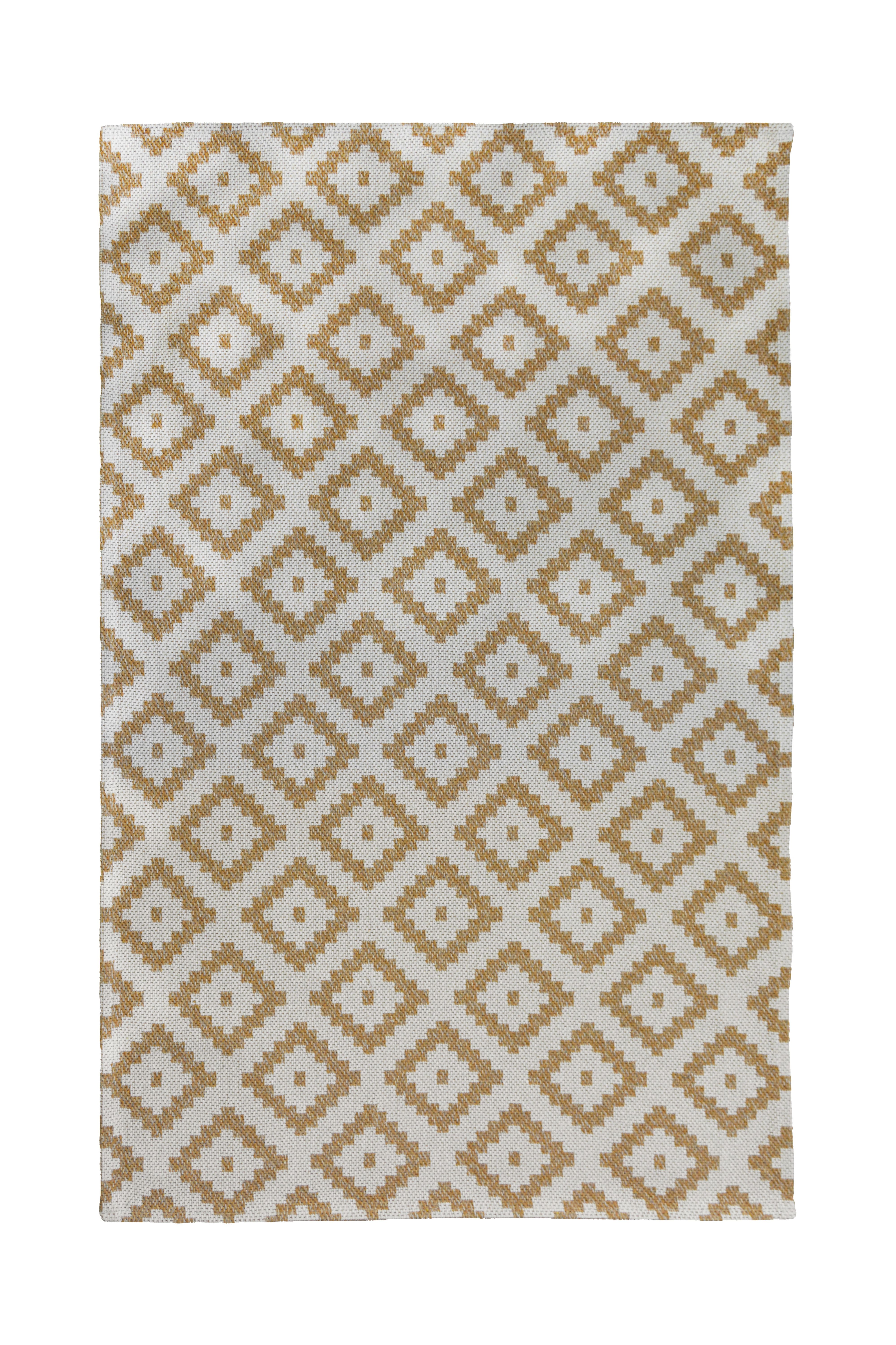 Recycled Cotton Geo Rug - Ochre - Large